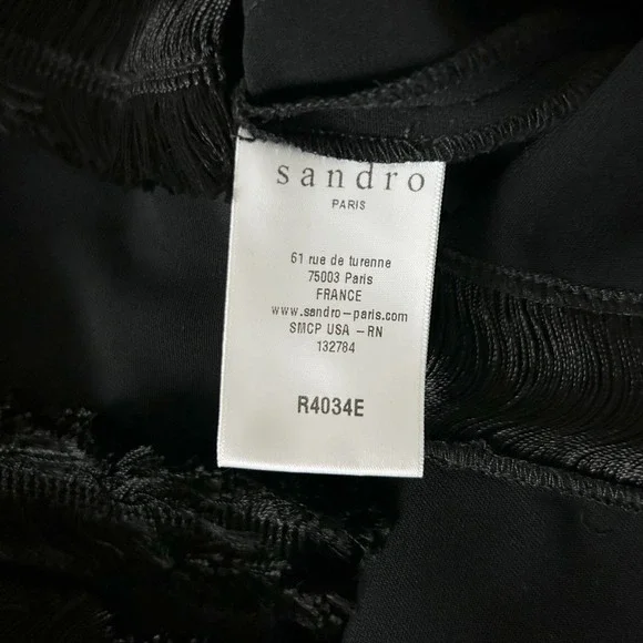 Sandro Rogee Fringe Cocktail Mini Dress in Black Size 1 Sandro 4 US - Picture 6 of 7